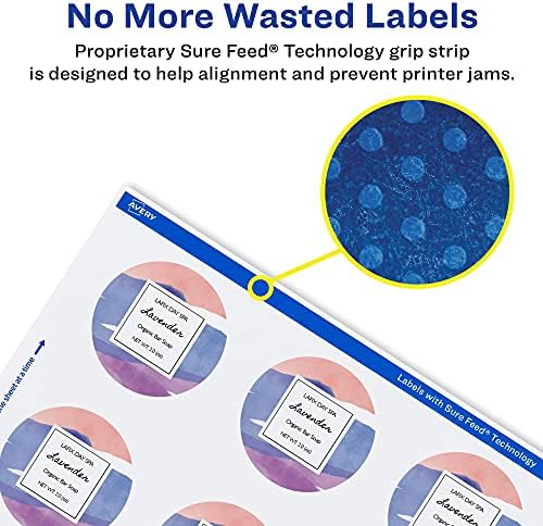 Avery® Matte White Round Labels, Sure Feed® Technology, 2" Diameter, 600 Matte White Printable Labels - Image 4