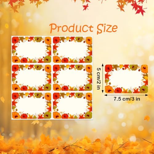180PCS Fall Name Tags Stickers Thanksgiving Gift Labels Tag, Autumn Pumpkin Maple Leaves Fall Gifts Tag Sticker Thanksgiving Name Label for Autumn Gift Packaging Organizing Party Supplies - Image 2