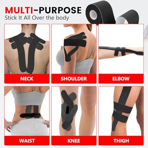 5 Rolls Black Kinesiology Tape, 2 inch x 16.4 Feet Kinetic Tape - Image 4