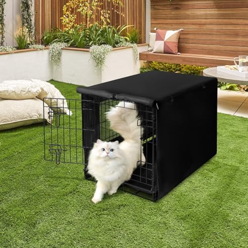 Seiyierr Dog Crate Cover, 36 Inch Pet Kennel Cover Universal Fit for Wire Dog Crate, Lightweight 600D Polyester Fabric, Double Door Dog Kennel Cover Indoor Outdoor Protection, Black - Image 6
