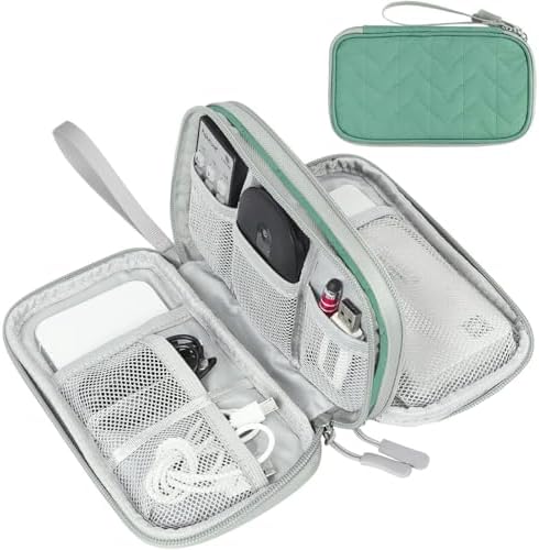 FYY Electronic Organizer, Travel Tech Pouch, Cable Organizer Green Quilted by FYY