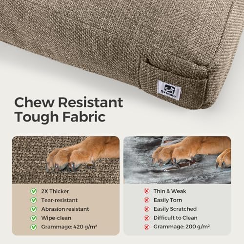 Sytopia 36Inch Indestructible Dog Bed for Large Sized Dogs, Chew Proof Washable Pet Crate Pad with Removable Cover, Durable Waterproof Dog Bed Great for Indoor, Crate, Patio Use, Brown - Image 4