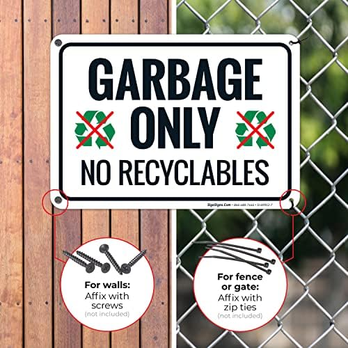 Garbage Only No Recyclables Sign, - Image 4