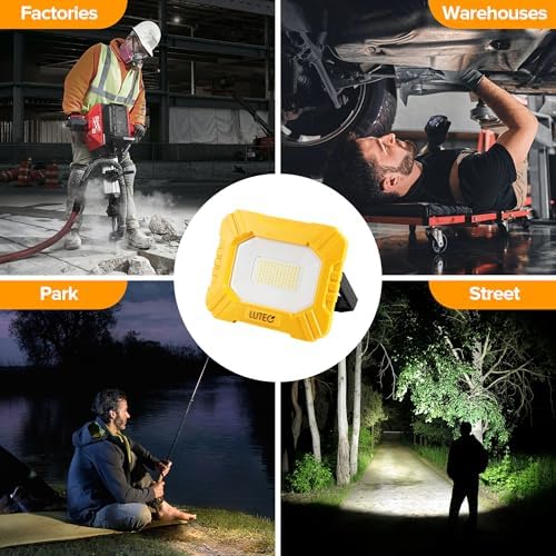 LUTEC 2 Pack 3500LM LED Work Light, Rechargeable Magnetic Work Lights with Stand, Portable 5000K Flood Light for Car Repair, Fishing, Camping, Emergency, Hiking, 3 Modes - Image 7