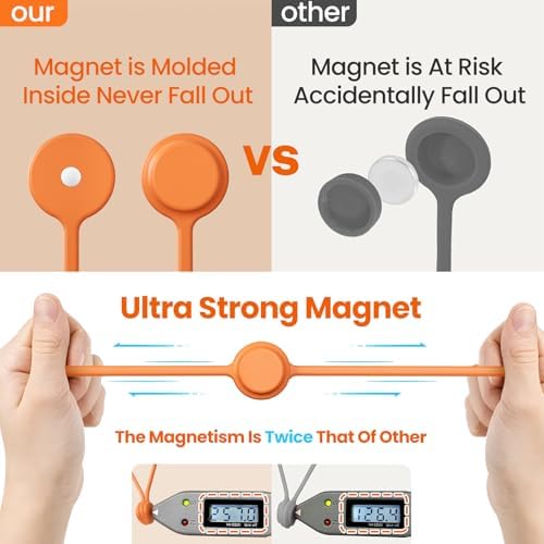Tounee Reusable Silicone Magnetic Cable Ties - 2 Sizes Combo (4pcs 2.56'' + 20pcs 7.16'') - Multi-Purpose for Cable Bundling, Organizing, Bookmarks & Fridge Magnets - Assorted Colors, Pack of 24 - Image 2