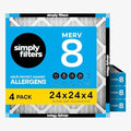 Simply 24x24x4 Air Filter, MERV 8, 4 Pack, Furnace Air Filter for HVAC (Actual Size: 23.5"x23.5"x3.63") DUST, Pet & Allergy Control by SimplyFilters
