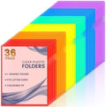 Sooez 36 Pack Clear Document Folder Project Pockets, Clear Plastic Folders Letter Size Plastic Document Folders Paper Poly Jacket Sleeves Folders Copy, 6 Assorted Colors by Sooez