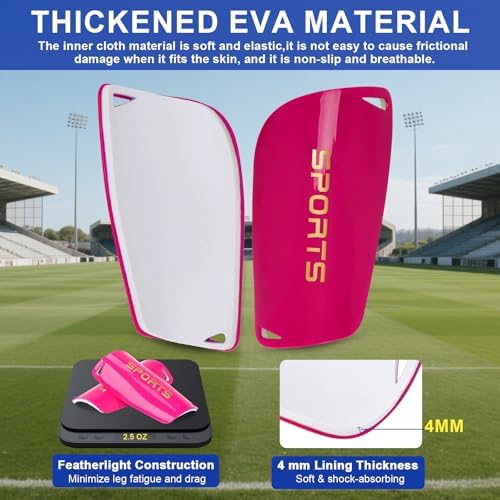 Kids Soccer Shin Guards 2 Pairs Slip-in Youth Shin Pads for Boys Girls, Lightweight PP+EVA Soccer Protective Gear Fits with Shin Guard Sleeves(not Included), Toddler to Teen Sizes Multiple Colors - Image 4