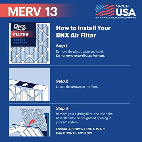 BNX TruFilter 20x24x1 Air Filter MERV 13 (4-Pack) - MADE IN USA - Electrostatic Pleated Air Conditioner HVAC AC Furnace Filters for Allergies, Pollen, Mold, Bacteria, Smoke, Allergen, MPR 1900 FPR 10 - Image 6