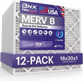 BNX TruFilter 18x20x1 Air Filter MERV 8 (12-Pack) - MADE IN USA – Dust & Pet Defense Electrostatic Pleated Air Conditioner HVAC AC Furnace Filters for Dust, Pet, Mold, Pollen MPR 600 – 700 & FPR 5 by BNX