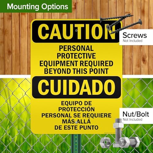 Caution Personal Protective Equipment Required Beyond This Point Bilingual Osha Sign, 24x30 Inches, 3M EGP Reflective .080 Aluminum, Fade Resistant, Made in USA by My Sign Center - Image 5