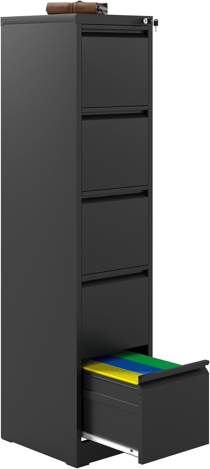 5 Drawer File Cabinet with Lock, Vertical Filing Cabinets by Unknown