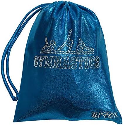 LIL'FOX 8"x10" Drawstring Gymnastics SMALL GRIP BAG 26x20cm - Lightweight Bag for Personal Equipment - Shiny Foil Rhinestones by LILFOX
