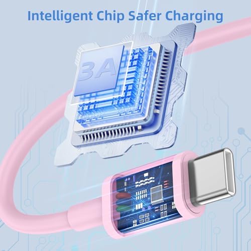 LDHTY CarPlay Charging Cable, USB A to USB C Cable, 2-Pack 6FT, Pink - Image 4