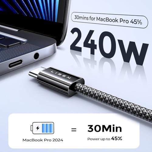 LISEN 240W USB C to USB C Cable, PS/2 Charging Cable (10FT+10FT) - Image 2