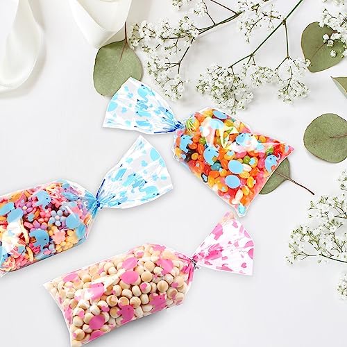 100 Pcs 5"X11" Gift Wrap Cello Cellophane Treat Bags Clear Candy Cookie Plastic Poly Goodie Storage Bags with Twist Ties for Baby Shower, Birthday, Wedding, Party - Image 4