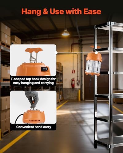 VEVOR LED Temporary Work Light, 100W, 14400 lm, 5000K Durable & Water-Resistant, Linkable up to 8 Units, Ceiling or Stand Job Site Illumination for Construction Sites, Workshops, Indoor & Outdoor Use - Image 3