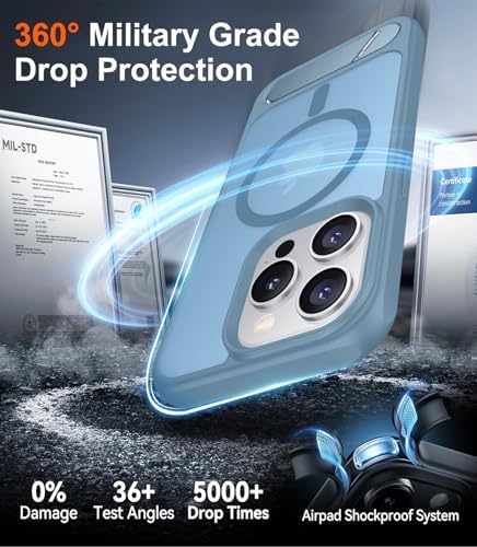 Temdan Magnetic Compatible with iPhone 15 Pro Case, [Built-in Invisible Kickstand][Compatible with MagSafe][Military Grade Shockproof] Slim Translucent Matte Phone Case for iPhone 15 Pro 6.1" - Image 5