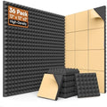 SD SODOCT 36 Pack 12 x 12 x 2 Inches Pyramid Acoustic Foam Panels, High Density Acoustic Foam, Self-Adhesive Sound Proof Foam Panels for Walls, Fire Resistant, Studio Wall & Ceiling Panels, Black by SODOCT