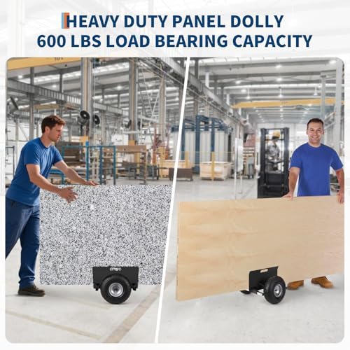 600 LBS Panel Dolly, Door Dolly Adjustable Drywall Mover with 10" Tires - Image 4