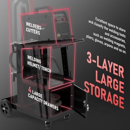 YESWELDER Welding Cart with Lockable Cabinet, Dual Cylinder Slots, 265 lb - Image 4
