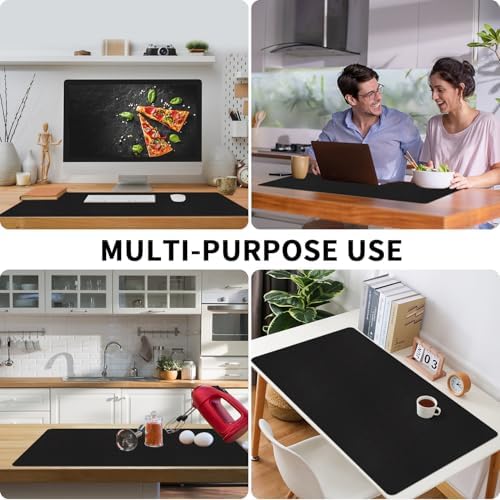 Bloss Black Desk Mat, Leather Desk Pad, Desk Matt for Desktop, Waterproof Desk Pad Mat, Computer Mat for Office Work/Home/Decor/Desk Protector/Cover(31.5 x 15.7 Inches) - Image 6