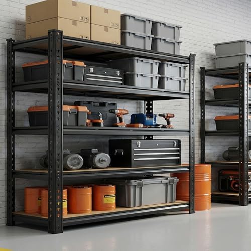 Romorgniz 72.02" H Garage Shelves 5 Tier Storage Shelves Organizers,2500 LBS Heavy Duty Adjustable Shelving Unit,Garage Shelves Metal for Basement, Warehouse,Commercial,School,55.1" W x 24.4" D - Image 5