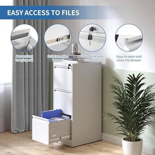 3 Drawer File Cabinet with Lock,Metal File Cabinet for Home Office - Image 4