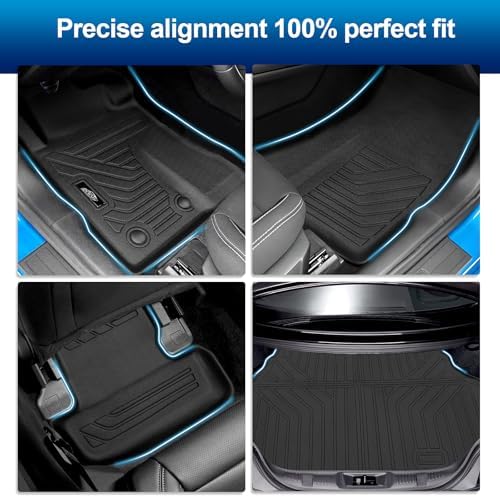 Peleus Floor Mats for Ford Mustang 2015-2025 2026 (NOT for Mach-E,Cargo w/o Subwoofer Box),TPE All Weather Protection 2 Rows Car Floor Liners with Cargo Liner for Ford Mustang Trunk Mat+Floor Mats - Image 3