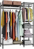 Xiofio 6 Tiers Heavy Duty Clothes Rack,Metal Clothing Rack, Adjustable Clothing Rack with Hanging Rod and Wire Fixing Baskets,Max Load 600LBS,Black by XIOFIO