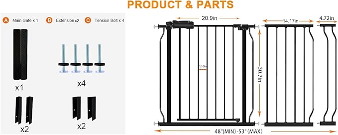 HOOEN 30" Tall Extra Wide Baby Gates - Image 2