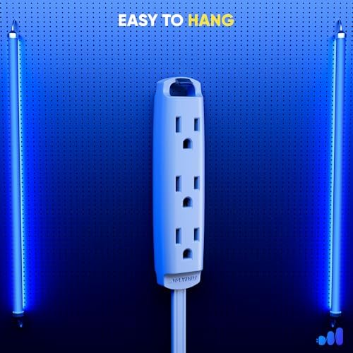 Maximm 10 Ft 360 Rotating Flat Plug Extension Cord, 3-Outlet, White, UL - Image 4