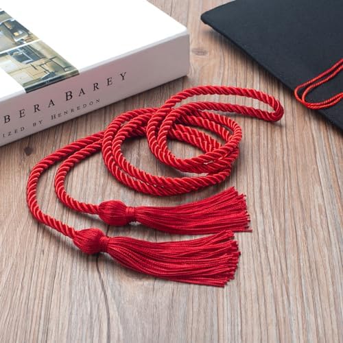 Red Graduation Cord, Graduation Honor Cords for Class of 2026, Rayon Braided Grad Cord with Tassels, 68" Long Polyester Yarn Honor Ropes for Bachelor, Master, Doctoral - Image 4