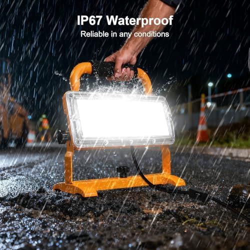 6500LM LED Work Light Floodlight with Plug, Switch & 10ft Cord - Image 6