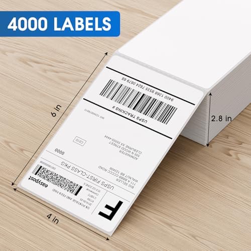 MaxGear 4" x 6" Direct Thermal Labels, 4000 Fanfold Labels, for Shipping & Mailing, Perforated White, Commercial Grade with Permanent Adhesive, Compatible with Most Thermal Printers,8 Stack - Image 3