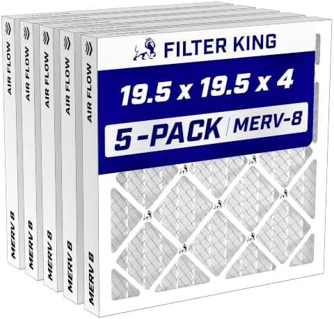 Filter King 19.5x19.5x4 Air Filter MERV 8, AC Furnace Filters (5-Pack) by FilterKing