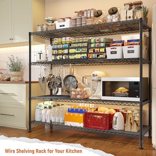 REIBII 4-Tier Storage Shelves 45.3''W Wire Shelving Unit for Pantry Garage (Pack of 2) - Image 4