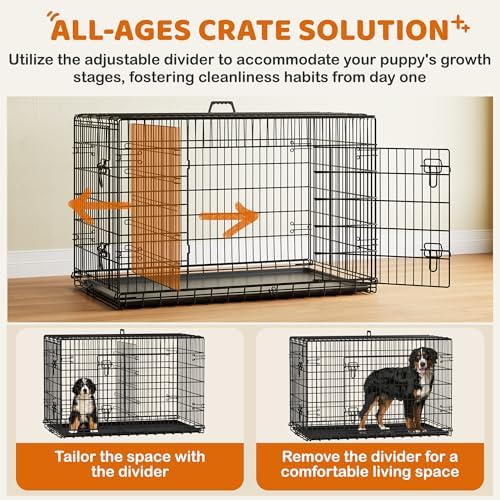 Yaheetech 48in Double Door Metal Dog Crate w/Divider for Puppy Indoor Use - Image 5