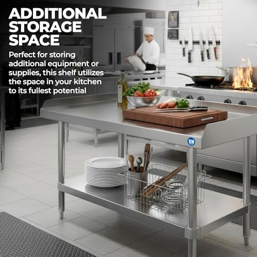 Stainless Steel Equipment Grill Stand with Adjustable Undershelf | Heavy Duty 18-Gauge Top | NSF Certified for Commercial Kitchen, Utility, and Foodservice (24" x 36") - Image 5