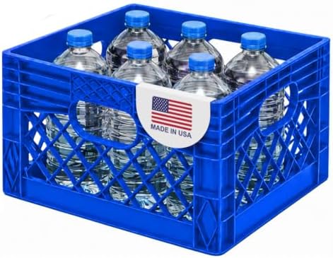 EconoHome Milk Crate - Stackable Storage Crate with Built-In Handles - Heavy Duty Plastic Material - Ventilated Organizer Bin for Garage, Pantry, Classroom, Office & Moving - Blue, 13x13x11, 1-Pack by EconoHome