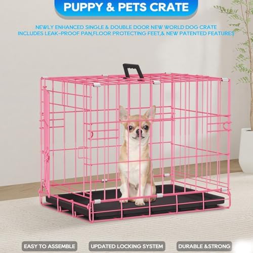 FDW | 18" Foldable Metal Dog Crate | Pink | Cage for Small Dogs - Image 3