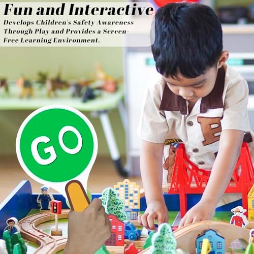4 PCS Double Sided Stop Sign Handheld Children Red and Green Traffic Sign Lights for Children in the Classroom, Teaching Traffic Safety When Crossing the Street Road Signs, 9.84 x 7.08 inches - Image 4
