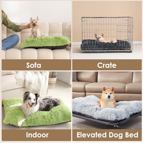 EHEYCIGA Fluffy Dog Crate Bed for Small Dogs, Plush Crate Pad, Green - Image 5