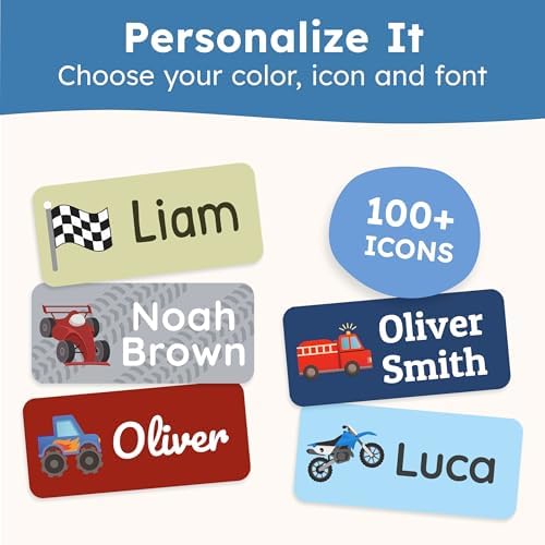 Personalized Name Labels for Kids (140 Labels) - Durable & Waterproof Custom Name Stickers for Clothing Tags, School Supplies, Camp & Daycare - Gears (1.2”x0.5”) - Image 5