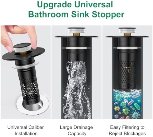 Bathroom Sink Drain Strainer,Universal Pop-Up Sink Stopper Hair Catcher - Image 3