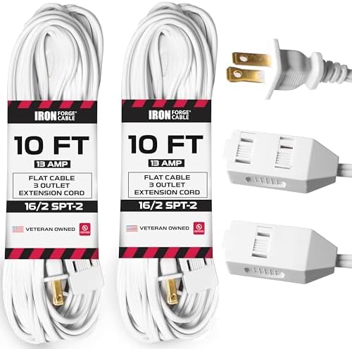 Iron Forge Cable 16 Gauge White Indoor Extension Cord, 10 Ft - SJT by IronForgeCable