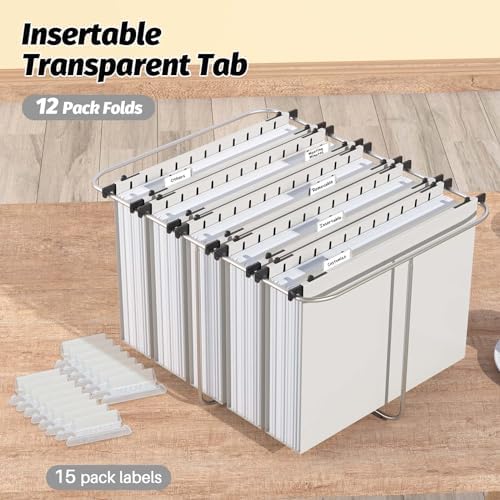 SHUTEX Plastic Hanging File Folder, 12 Pack, Letter Size, Grey - Image 6
