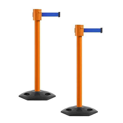 Montour Line MSR760 Set of 2 Retractable Belt Barrier Stanchion, Rubber Base by Montour+Line