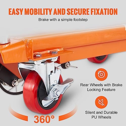 VEVOR TF23 Hydraulic Lift Table Cart, 500lbs Capacity 28.5" with 4 Wheels and Non-Slip Pad, for Material Handling and Transportation, Orange - Image 4