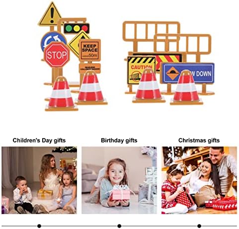 iplusmile Kids Traffic Signs Playset: 30pcs Street Traffic Cone Barricade Signs Crosswalk Signal Educational Mini Toys for Boys Girls, Ages 3+ - Image 5